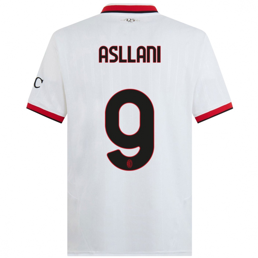 Niño Fútbol Camiseta Kosovare Asllani #9 Blanco Negro Rojo 2ª Equipación 2024/25 Perú