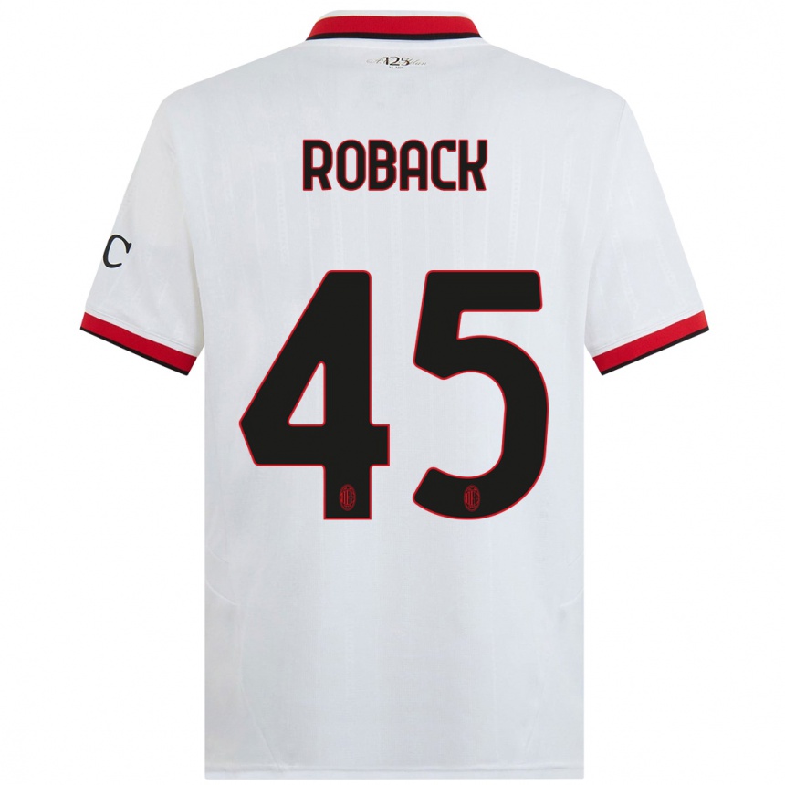 Niño Fútbol Camiseta Emil Roback #45 Blanco Negro Rojo 2ª Equipación 2024/25 Perú