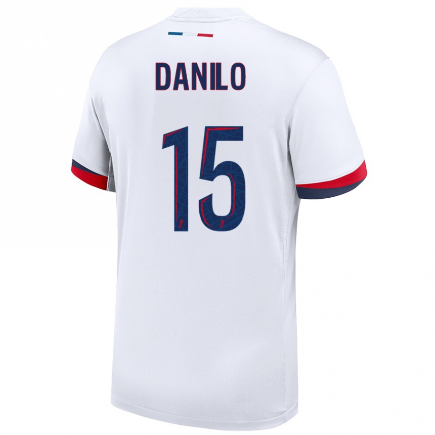 Niño Fútbol Camiseta Danilo Pereira #15 Blanco Azul Rojo 2ª Equipación 2024/25 Perú