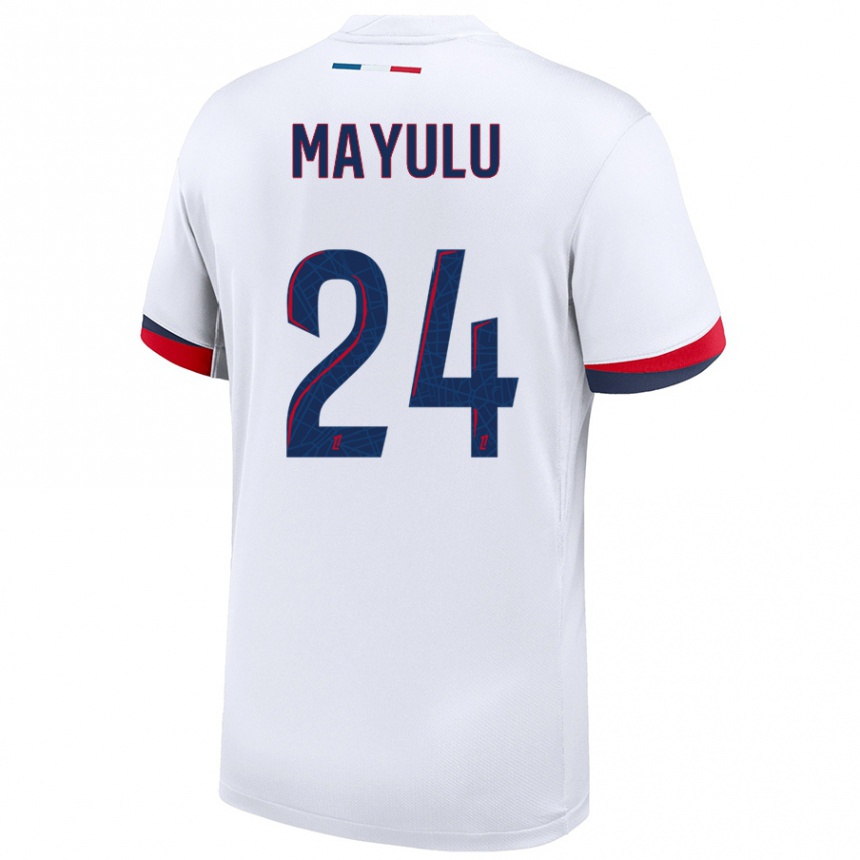 Niño Fútbol Camiseta Senny Mayulu #24 Blanco Azul Rojo 2ª Equipación 2024/25 Perú