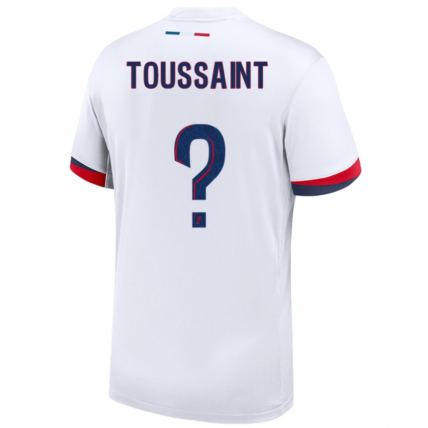 Niño Fútbol Camiseta Oceane Toussaint #0 Blanco Azul Rojo 2ª Equipación 2024/25 Perú