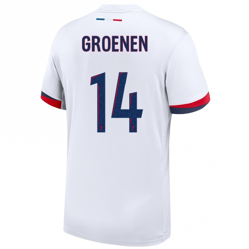 Niño Fútbol Camiseta Jackie Groenen #14 Blanco Azul Rojo 2ª Equipación 2024/25 Perú