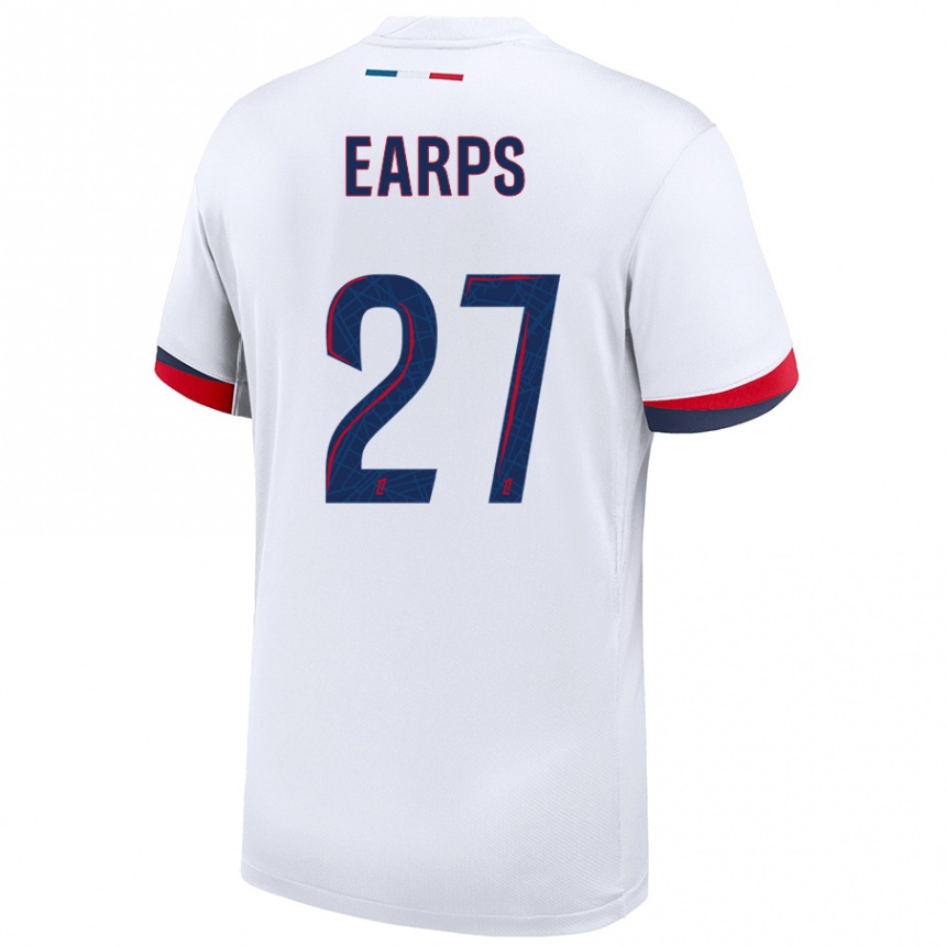 Niño Fútbol Camiseta Mary Earps #27 Blanco Azul Rojo 2ª Equipación 2024/25 Perú