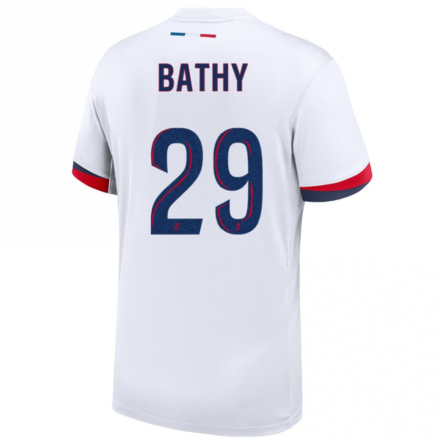 Niño Fútbol Camiseta Griedge Mbock Bathy #29 Blanco Azul Rojo 2ª Equipación 2024/25 Perú