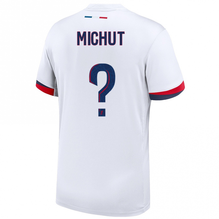 Niño Fútbol Camiseta Etienne Michut #0 Blanco Azul Rojo 2ª Equipación 2024/25 Perú