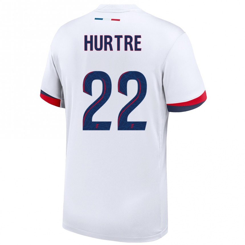 Niño Fútbol Camiseta Oceane Hurtre #22 Blanco Azul Rojo 2ª Equipación 2024/25 Perú