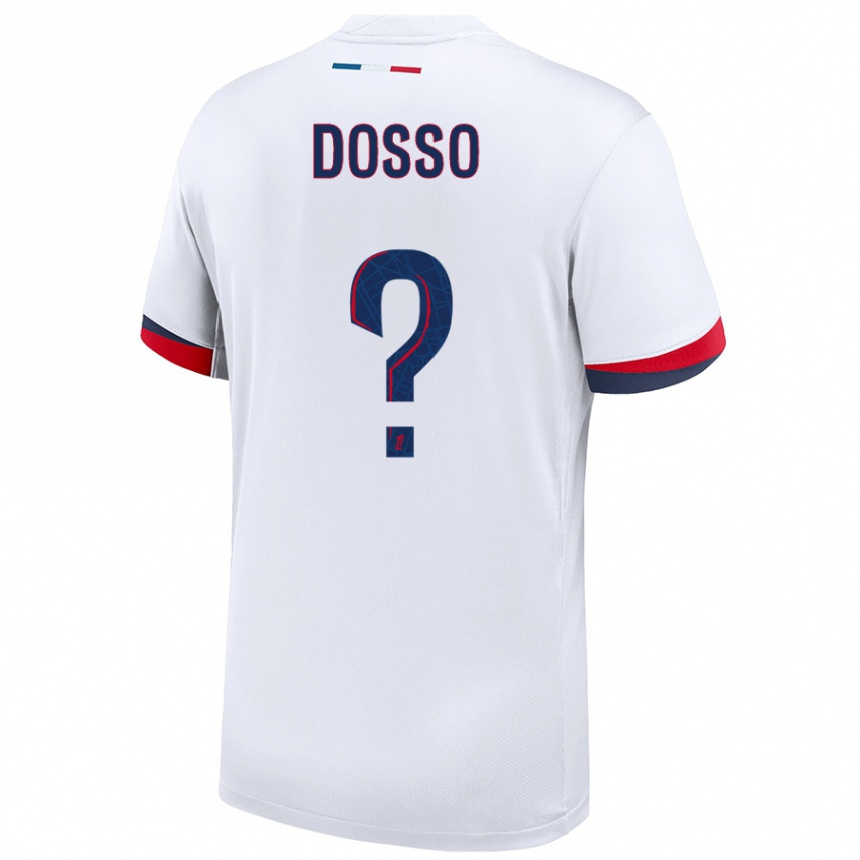 Niño Fútbol Camiseta Aboubaka Dosso #0 Blanco Azul Rojo 2ª Equipación 2024/25 Perú