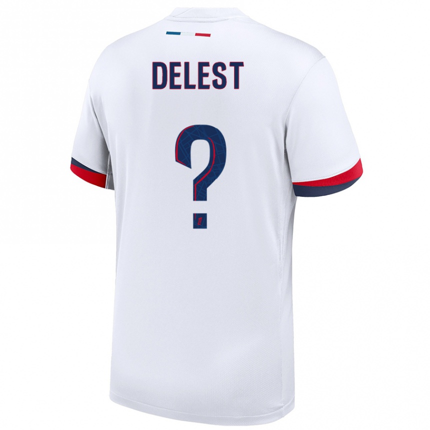 Niño Fútbol Camiseta Shadyl Delest #0 Blanco Azul Rojo 2ª Equipación 2024/25 Perú