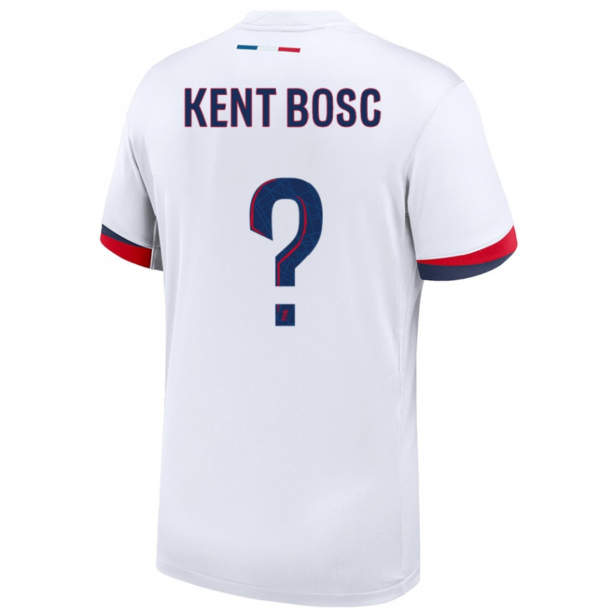 Niño Fútbol Camiseta Lou Kent Bosc #0 Blanco Azul Rojo 2ª Equipación 2024/25 Perú