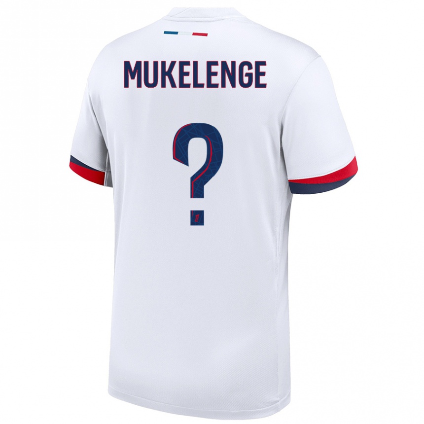 Niño Fútbol Camiseta Christ Mukelenge #0 Blanco Azul Rojo 2ª Equipación 2024/25 Perú