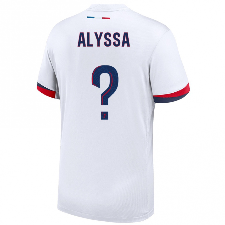 Niño Fútbol Camiseta Alyssa Fernandes #0 Blanco Azul Rojo 2ª Equipación 2024/25 Perú