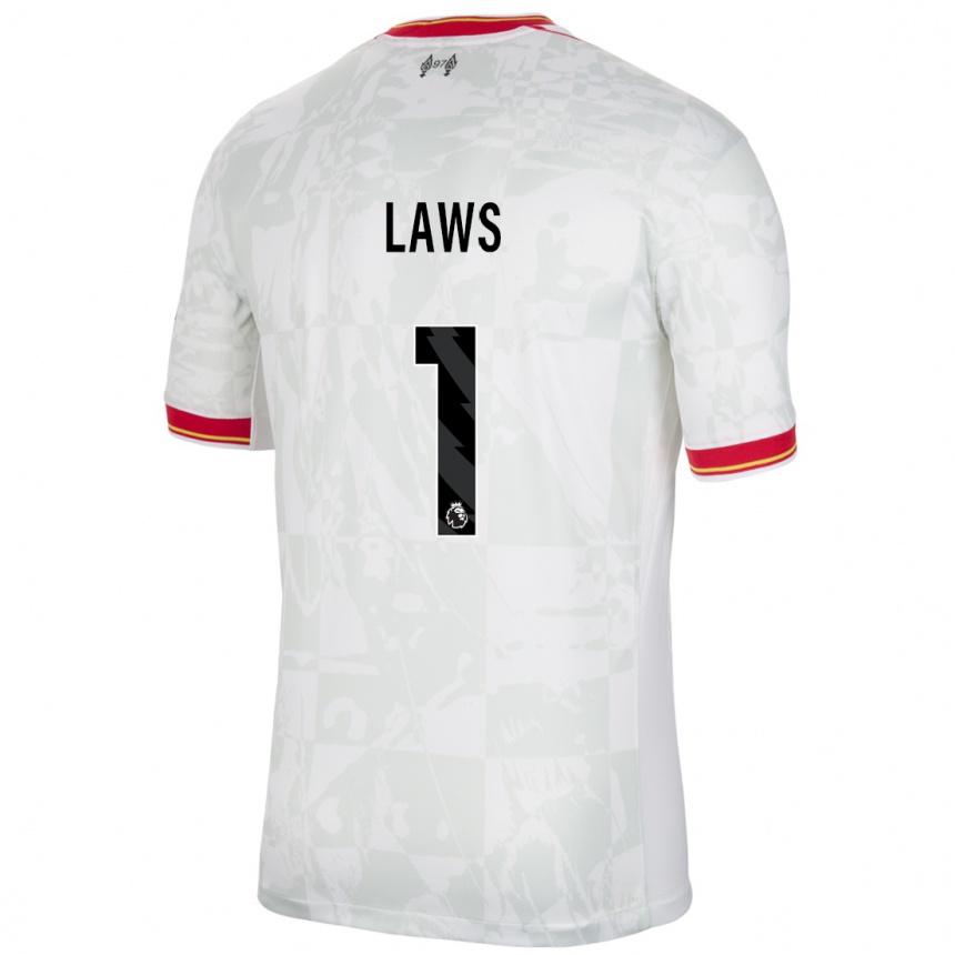 Niño Fútbol Camiseta Rachael Laws #1 Blanco Rojo Negro Equipación Tercera 2024/25 Perú