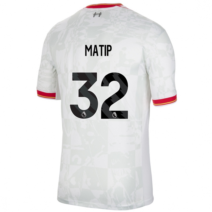 Niño Fútbol Camiseta Joel Matip #32 Blanco Rojo Negro Equipación Tercera 2024/25 Perú