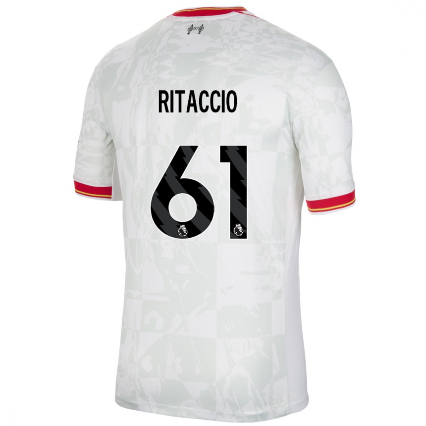 Niño Fútbol Camiseta Matteo Ritaccio #61 Blanco Rojo Negro Equipación Tercera 2024/25 Perú