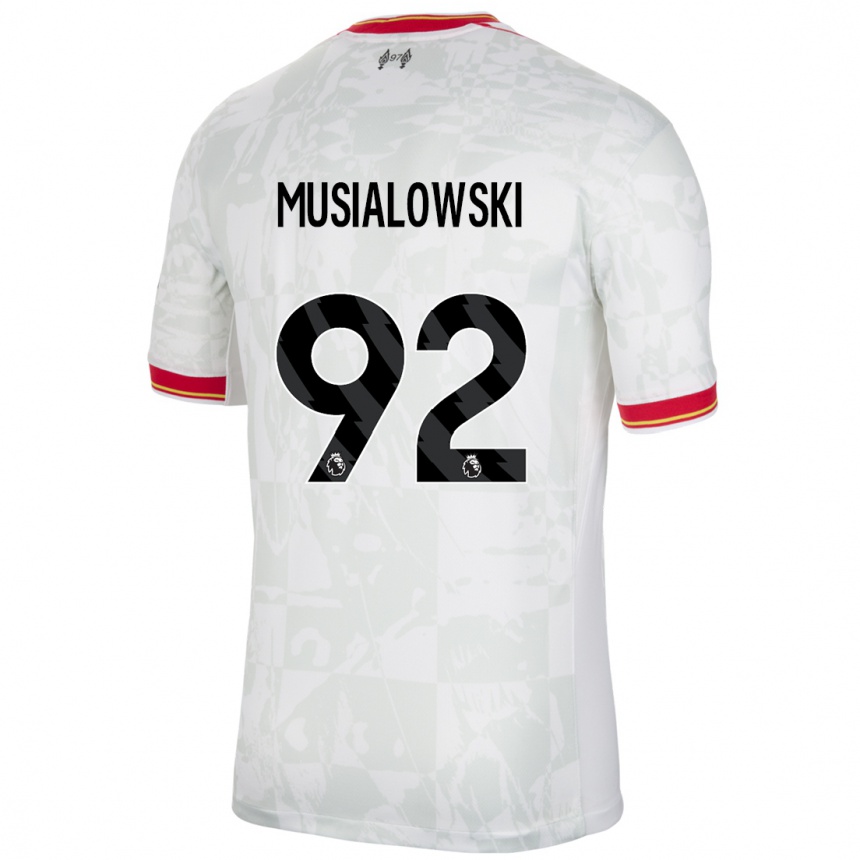 Niño Fútbol Camiseta Mateusz Musialowski #92 Blanco Rojo Negro Equipación Tercera 2024/25 Perú