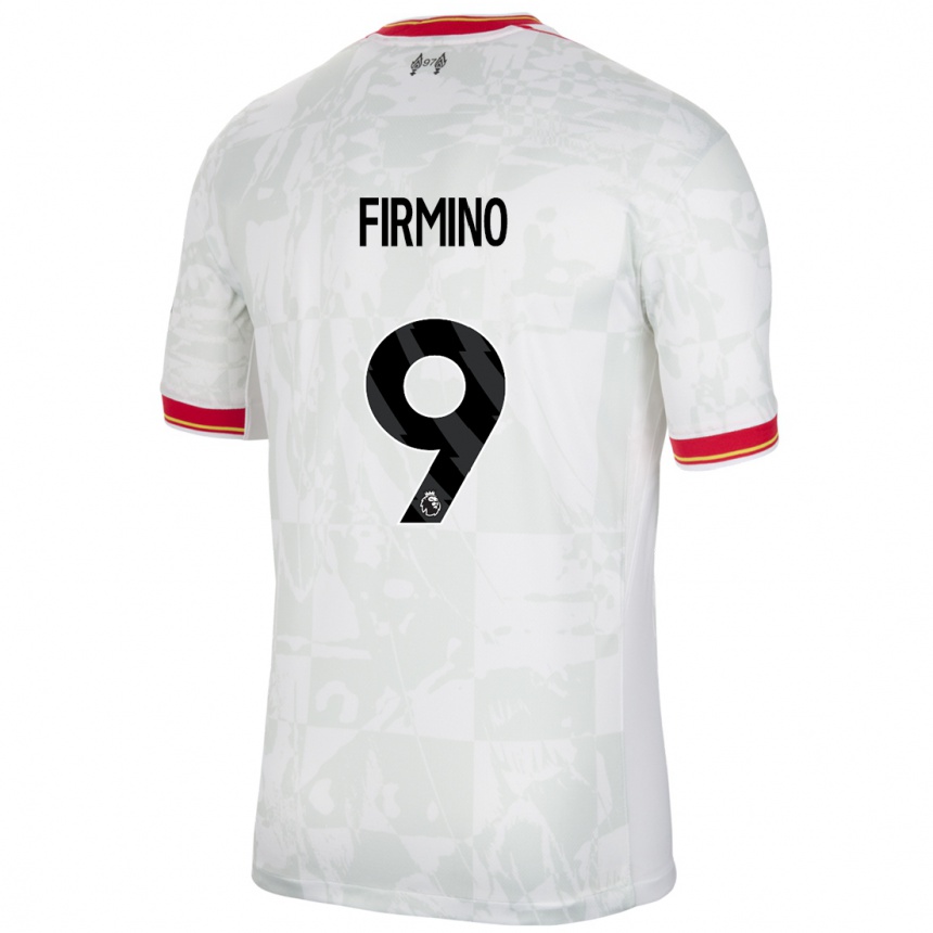 Niño Fútbol Camiseta Roberto Firmino #9 Blanco Rojo Negro Equipación Tercera 2024/25 Perú