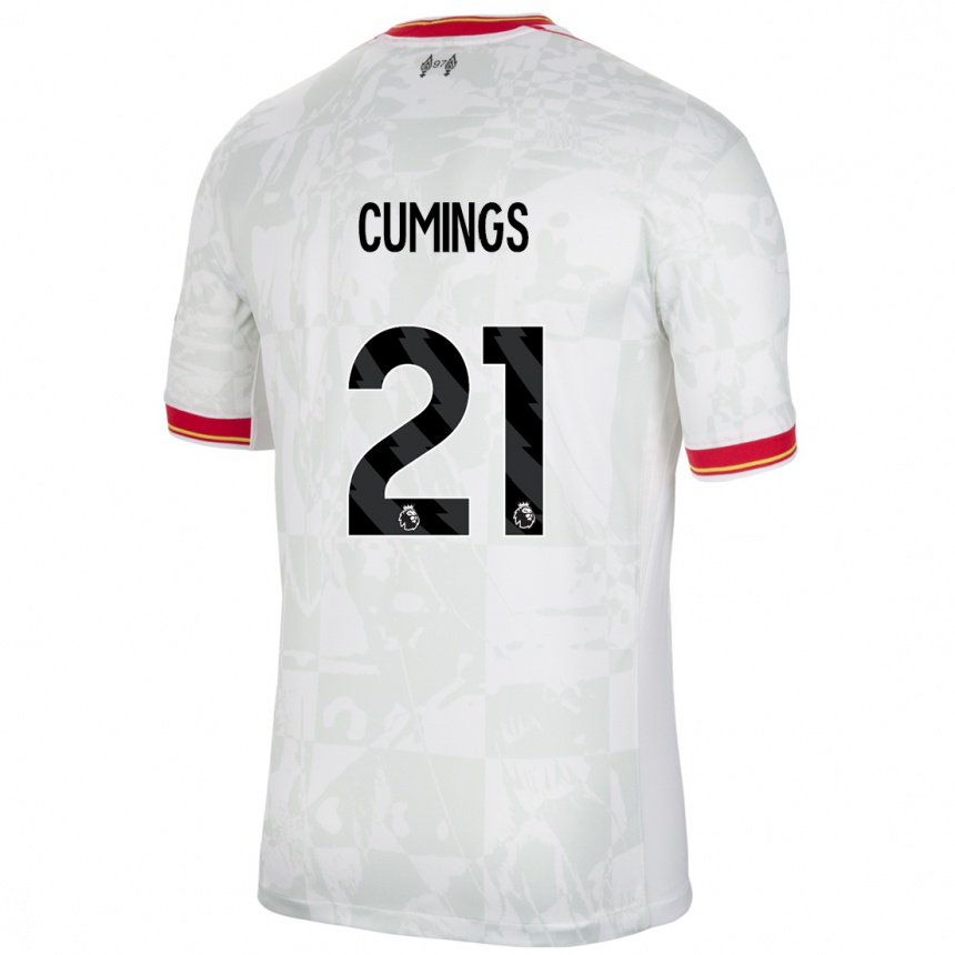 Niño Fútbol Camiseta Eartha Cumings #21 Blanco Rojo Negro Equipación Tercera 2024/25 Perú