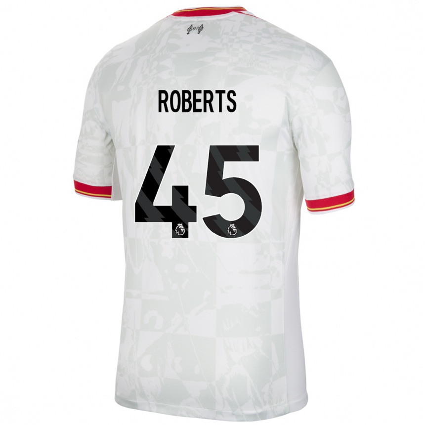 Niño Fútbol Camiseta Iwan Roberts #45 Blanco Rojo Negro Equipación Tercera 2024/25 Perú