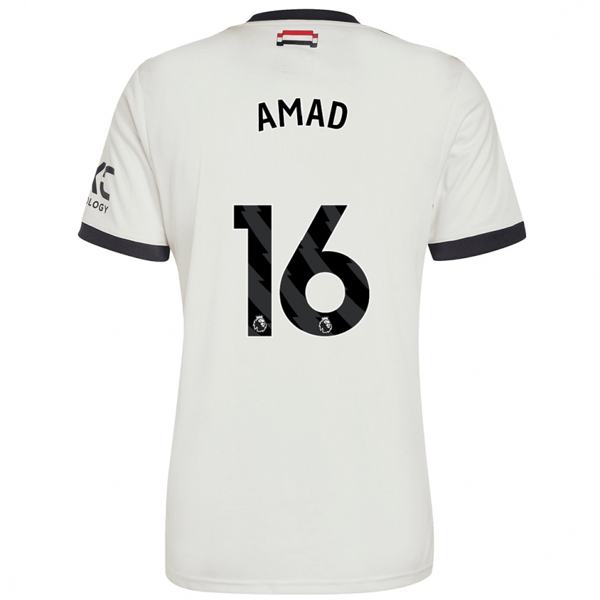 Niño Fútbol Camiseta Amad Diallo #16 Blanquecino Equipación Tercera 2024/25 Perú