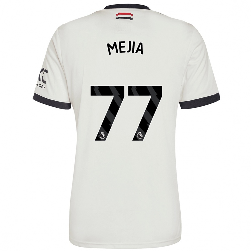 Niño Fútbol Camiseta Mateo Mejia #77 Blanquecino Equipación Tercera 2024/25 Perú