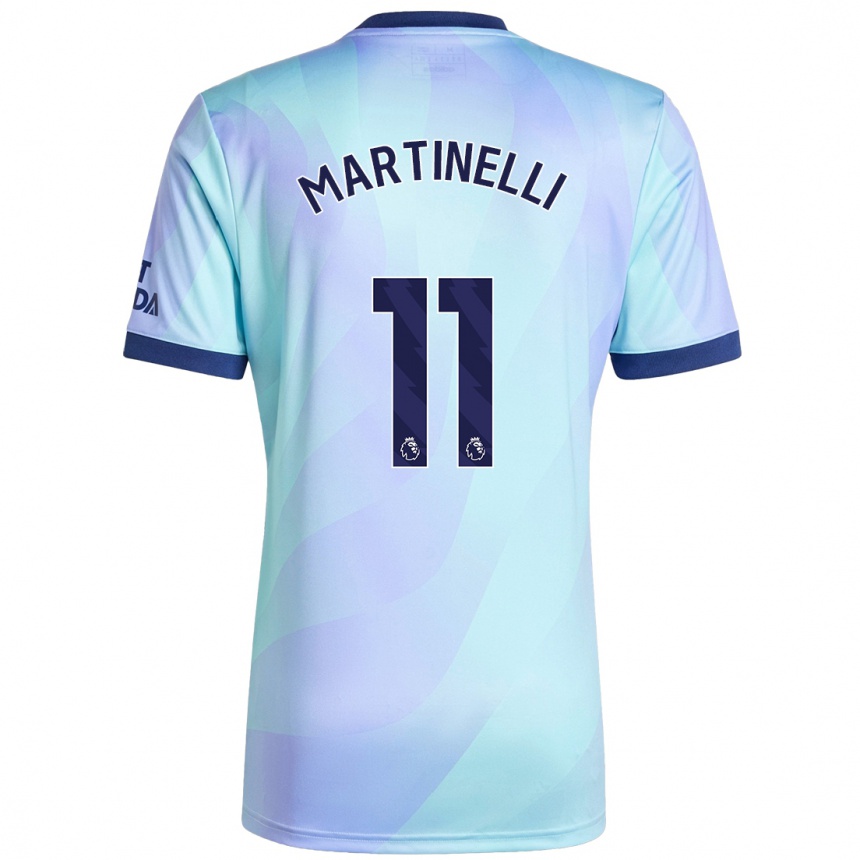 Niño Fútbol Camiseta Gabriel Martinelli #11 Agua Equipación Tercera 2024/25 Perú