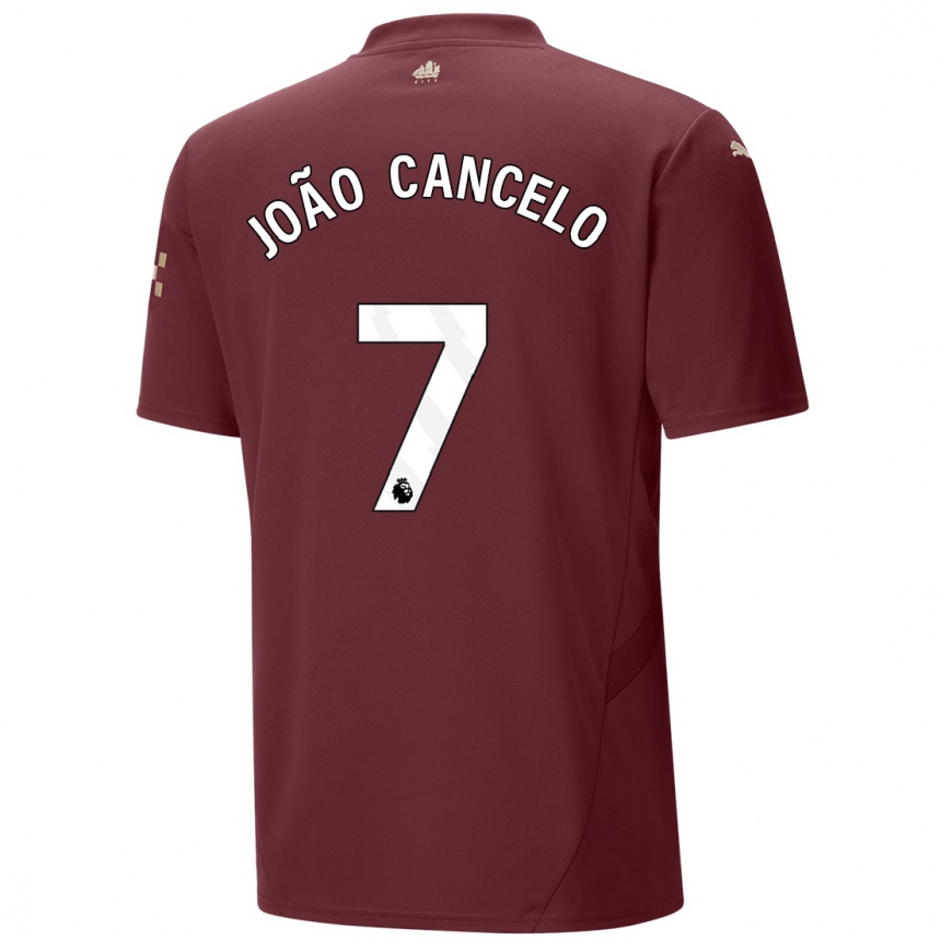 Niño Fútbol Camiseta Joao Cancelo #7 Granate Equipación Tercera 2024/25 Perú