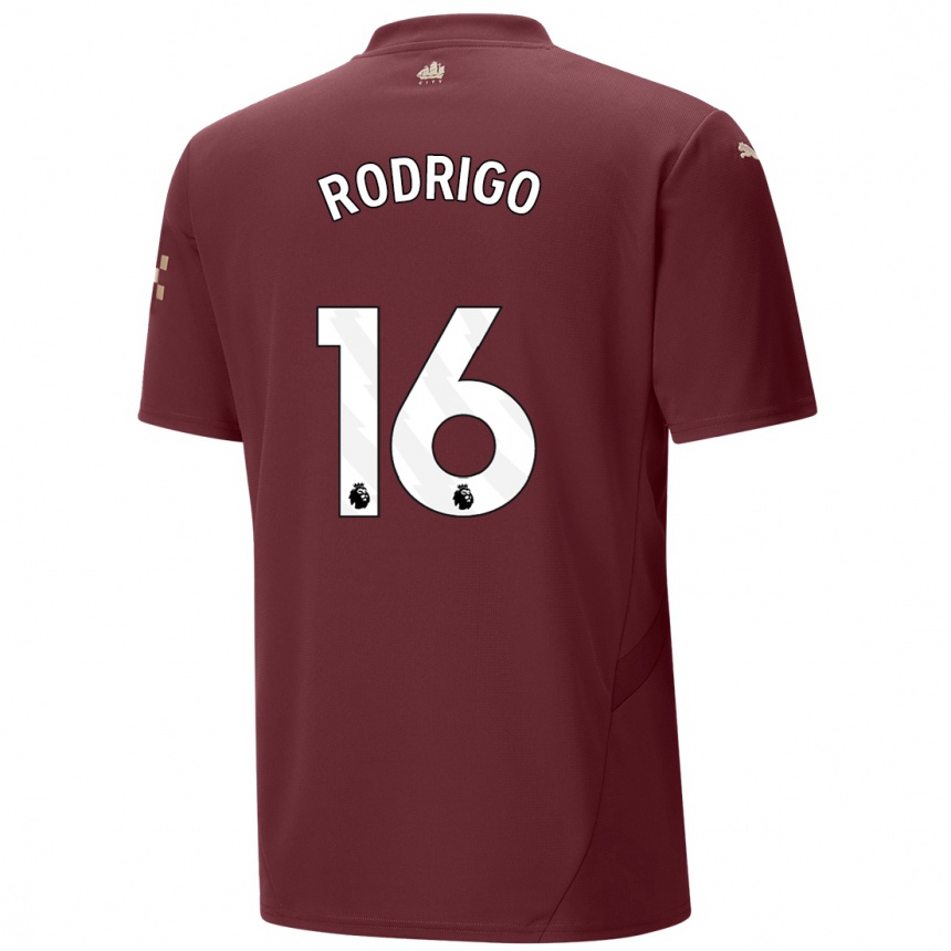 Niño Fútbol Camiseta Rodrigo Hernandez #16 Granate Equipación Tercera 2024/25 Perú