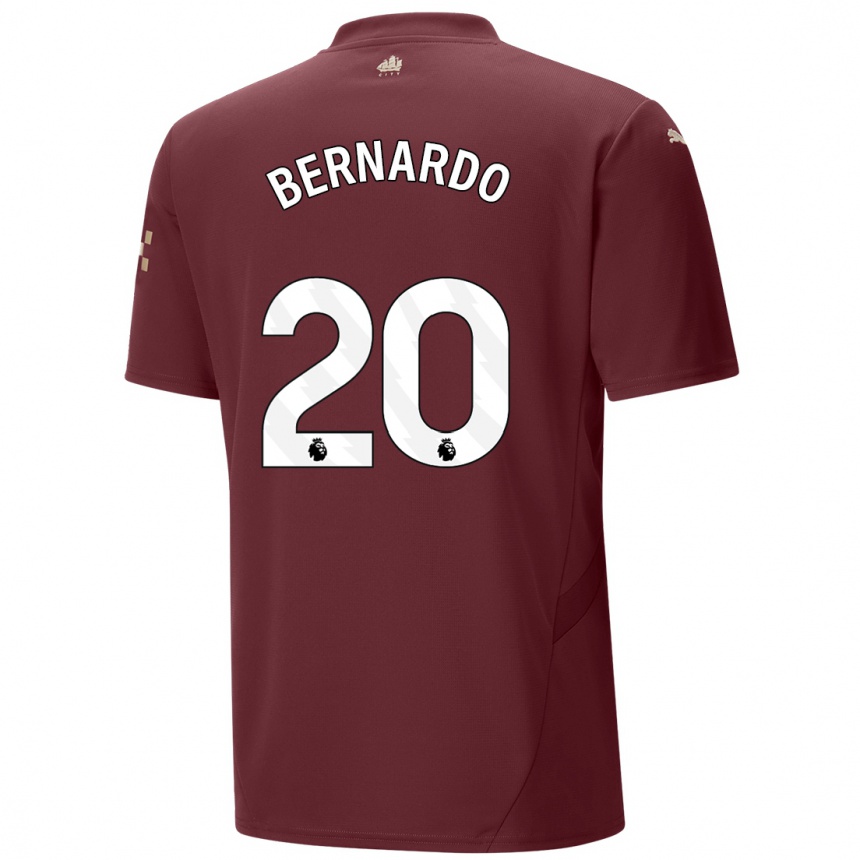 Niño Fútbol Camiseta Bernardo Silva #20 Granate Equipación Tercera 2024/25 Perú