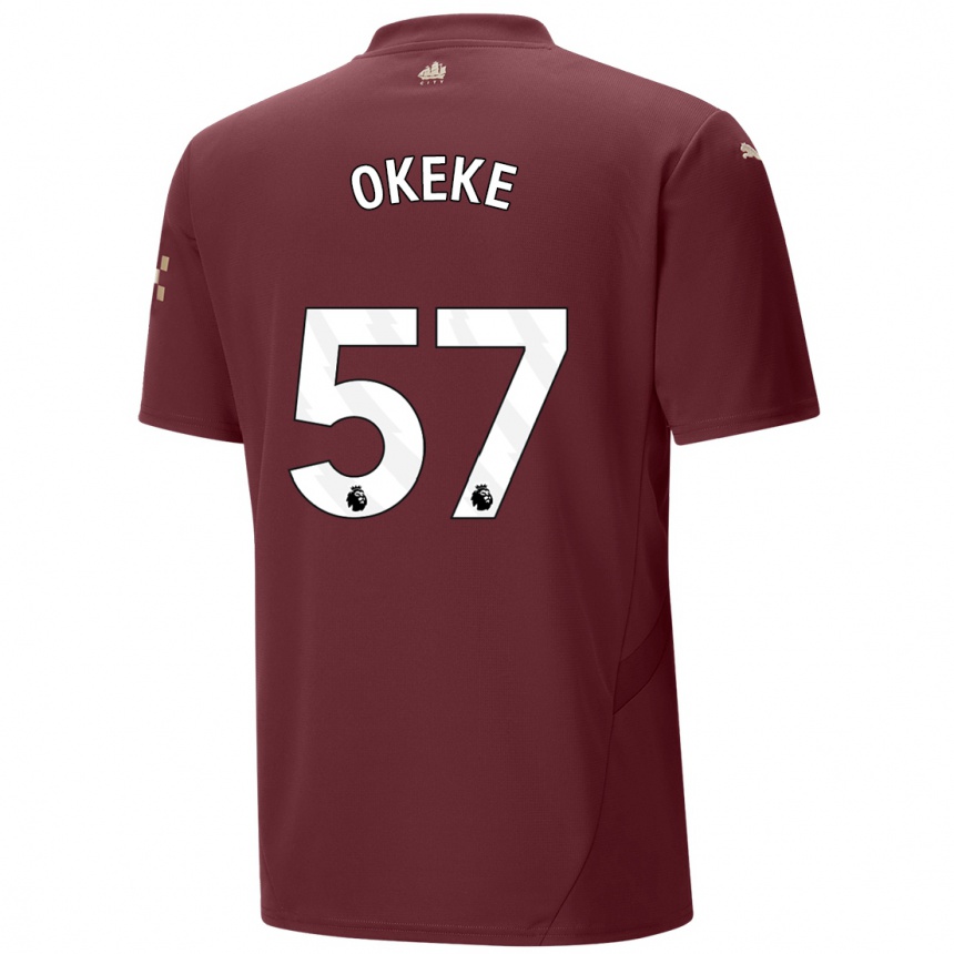 Niño Fútbol Camiseta Michael Okeke #57 Granate Equipación Tercera 2024/25 Perú