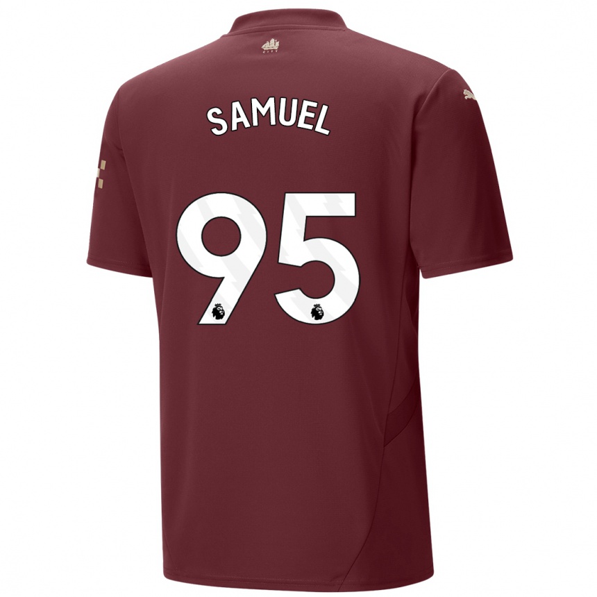 Niño Fútbol Camiseta Lakyle Samuel #95 Granate Equipación Tercera 2024/25 Perú