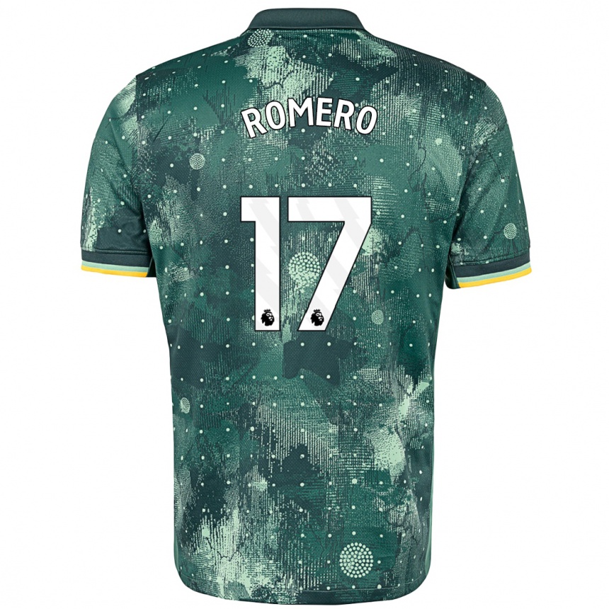 Niño Fútbol Camiseta Cristian Romero #17 Verde Menta Equipación Tercera 2024/25 Perú