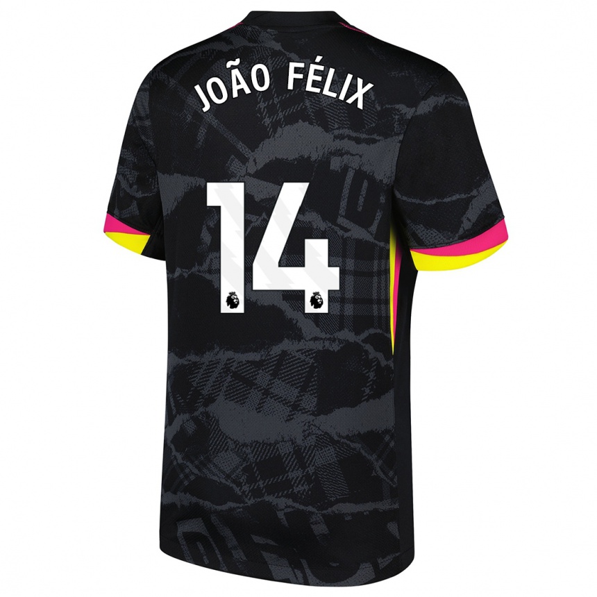 Niño Fútbol Camiseta Joao Felix #14 Negro Rosa Equipación Tercera 2024/25 Perú