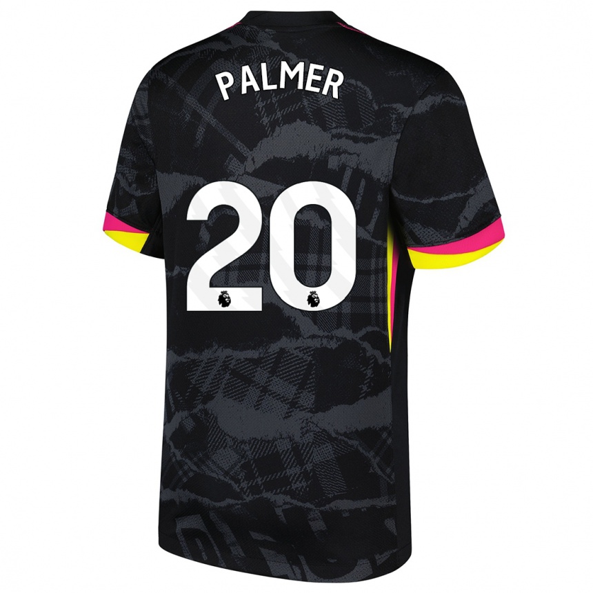 Niño Fútbol Camiseta Cole Palmer #20 Negro Rosa Equipación Tercera 2024/25 Perú