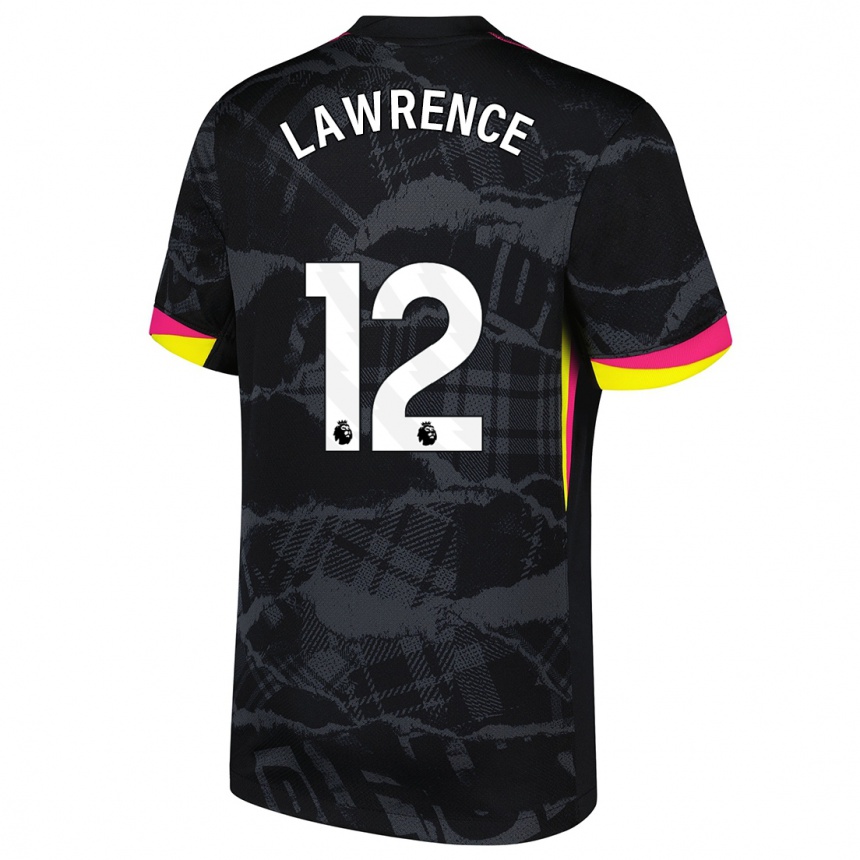 Niño Fútbol Camiseta Ashley Lawrence #12 Negro Rosa Equipación Tercera 2024/25 Perú