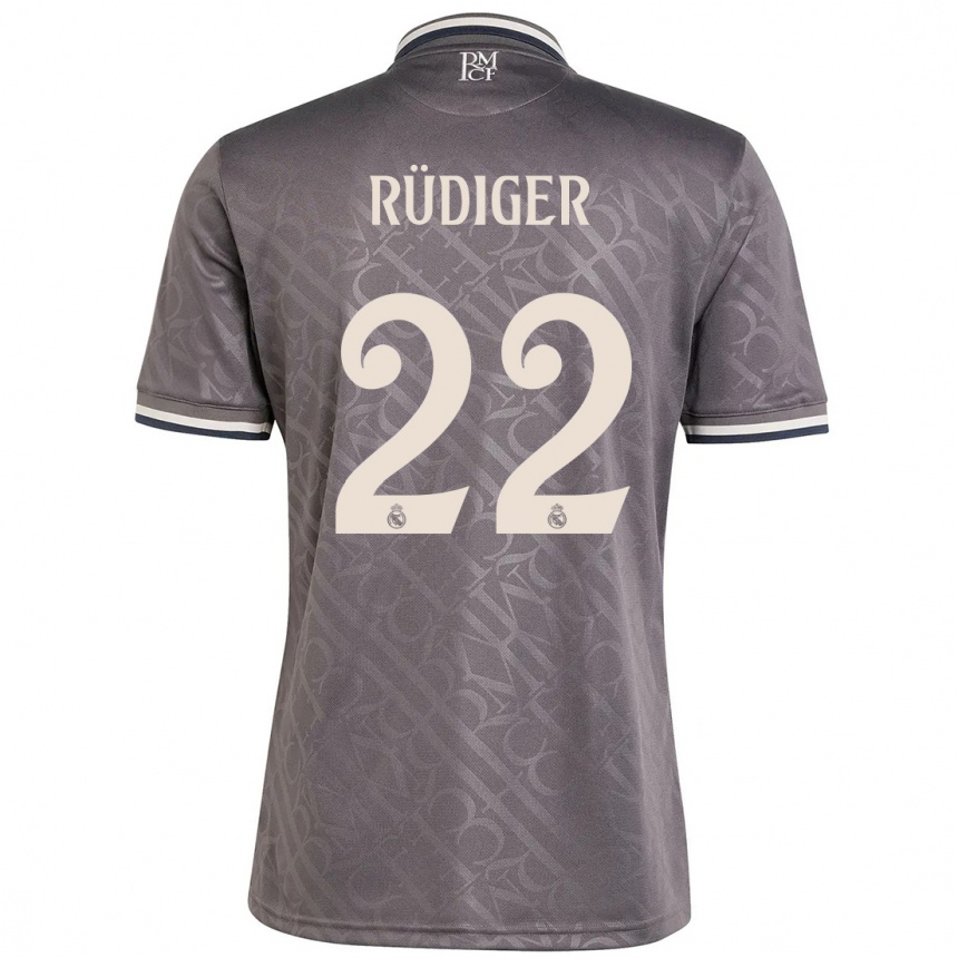 Niño Fútbol Camiseta Antonio Rudiger #22 Carbón Equipación Tercera 2024/25 Perú