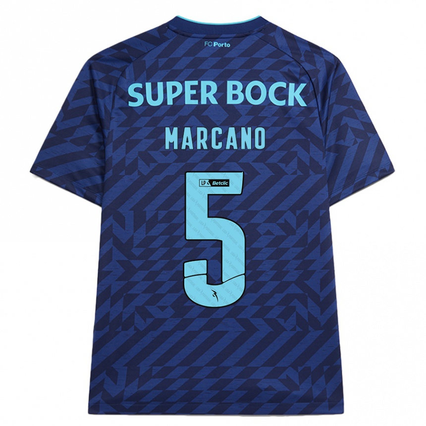 Niño Fútbol Camiseta Iván Marcano #5 Azul Marino Equipación Tercera 2024/25 Perú