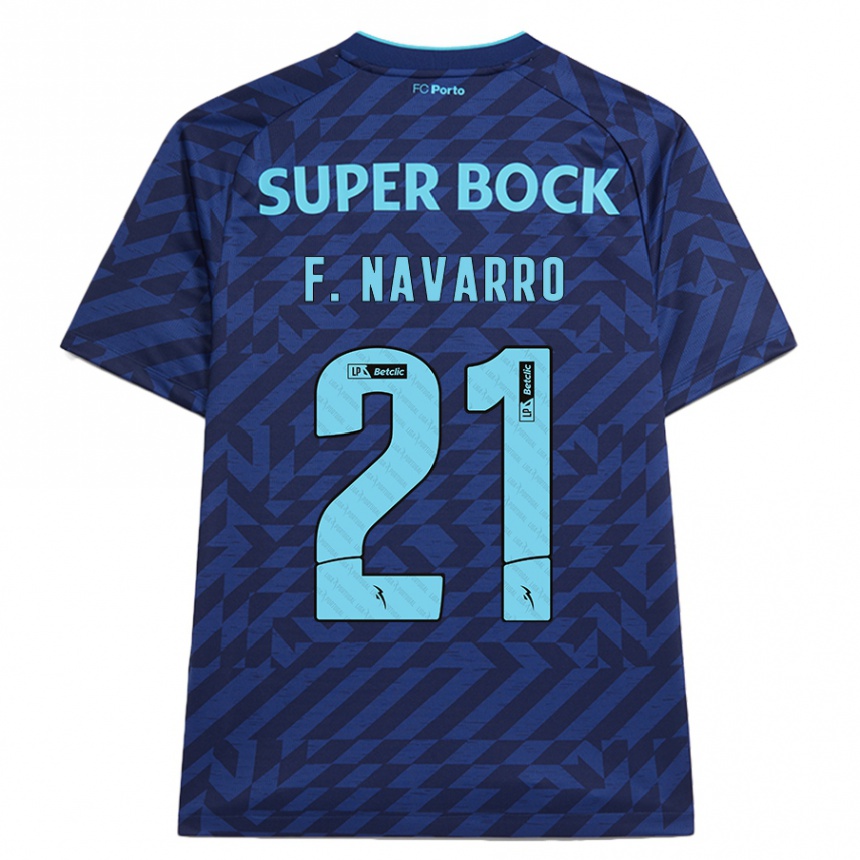 Niño Fútbol Camiseta Fran Navarro #21 Azul Marino Equipación Tercera 2024/25 Perú