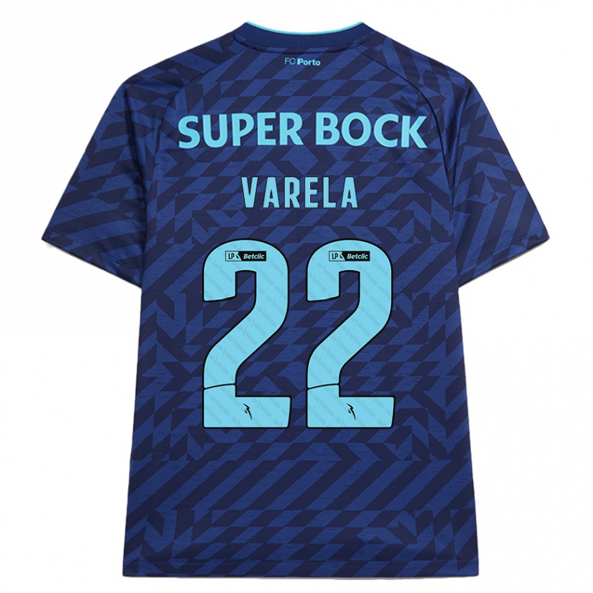 Niño Fútbol Camiseta Alan Varela #22 Azul Marino Equipación Tercera 2024/25 Perú