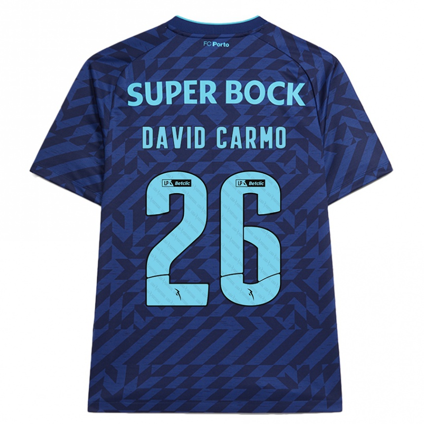 Niño Fútbol Camiseta David Carmo #26 Azul Marino Equipación Tercera 2024/25 Perú