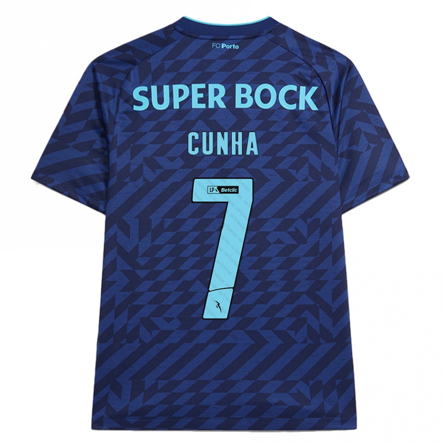 Niño Fútbol Camiseta Duarte Cunha #7 Azul Marino Equipación Tercera 2024/25 Perú