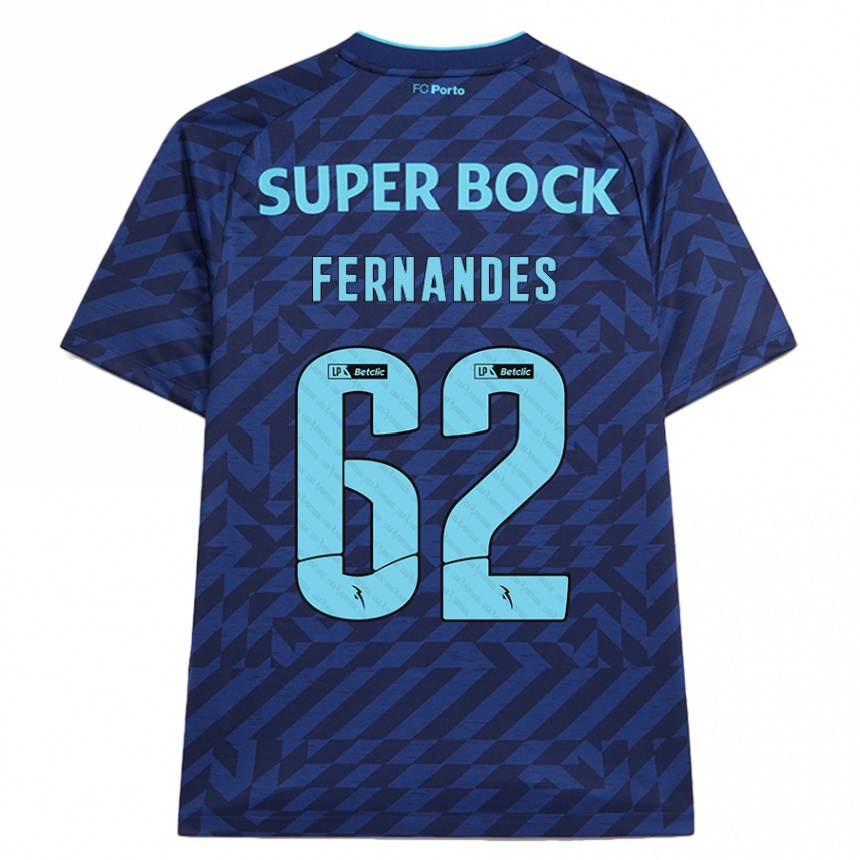 Niño Fútbol Camiseta Rodrigo Fernandes #62 Azul Marino Equipación Tercera 2024/25 Perú