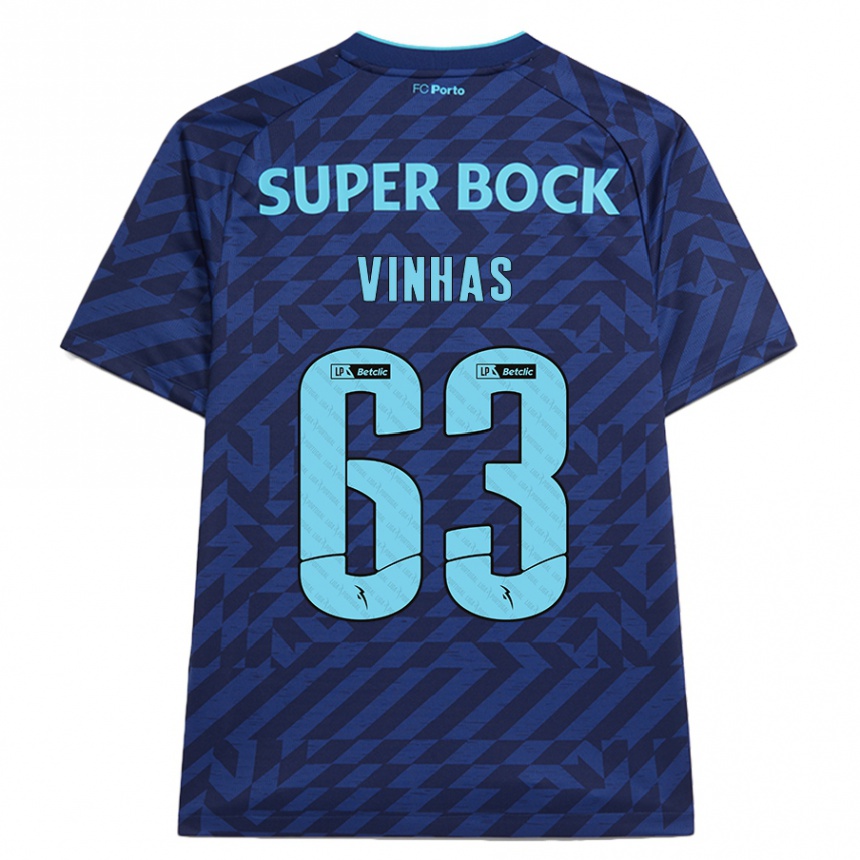 Niño Fútbol Camiseta David Vinhas #63 Azul Marino Equipación Tercera 2024/25 Perú