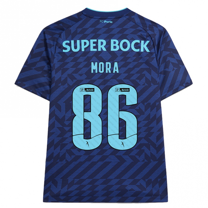 Niño Fútbol Camiseta Rodrigo Mora #86 Azul Marino Equipación Tercera 2024/25 Perú