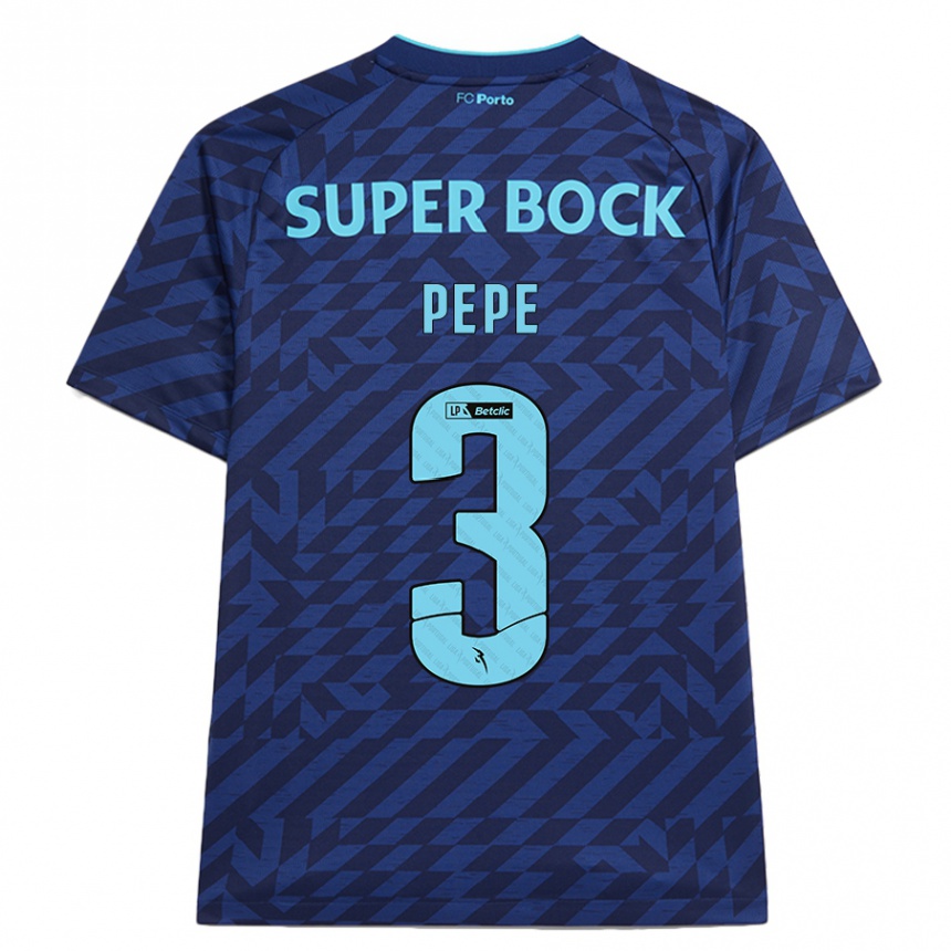 Niño Fútbol Camiseta Pepe #3 Azul Marino Equipación Tercera 2024/25 Perú