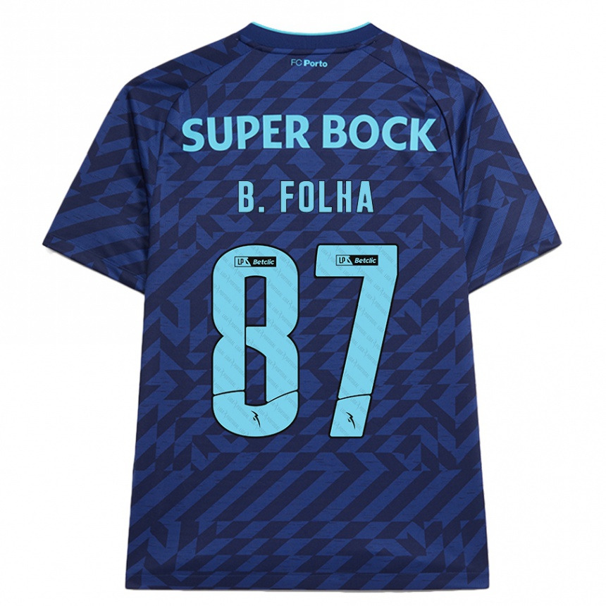 Niño Fútbol Camiseta Bernardo Folha #87 Azul Marino Equipación Tercera 2024/25 Perú