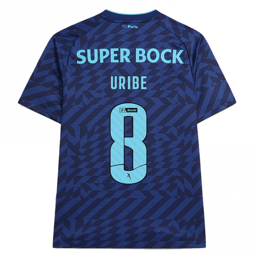 Niño Fútbol Camiseta Mateus Uribe #8 Azul Marino Equipación Tercera 2024/25 Perú