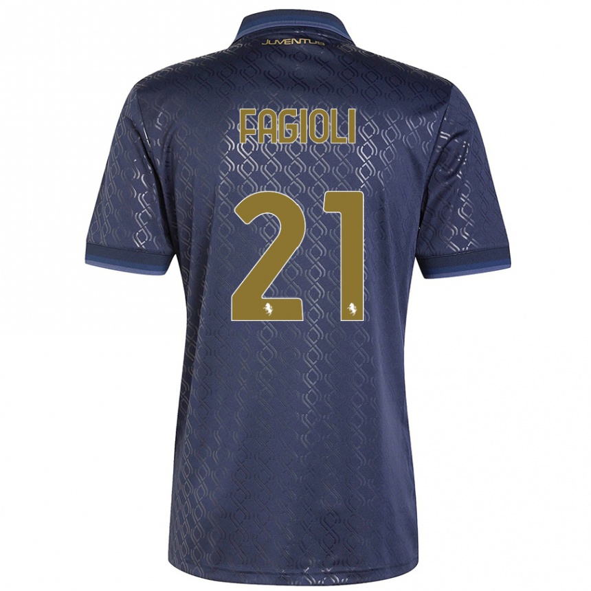 Niño Fútbol Camiseta Nicolo Fagioli #21 Azul Marino Equipación Tercera 2024/25 Perú