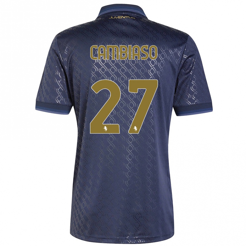 Niño Fútbol Camiseta Andrea Cambiaso #27 Azul Marino Equipación Tercera 2024/25 Perú