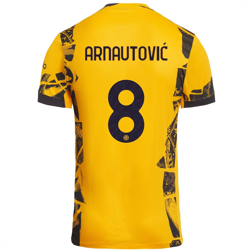 Niño Fútbol Camiseta Marko Arnautovic #8 Dorado Negro Equipación Tercera 2024/25 Perú