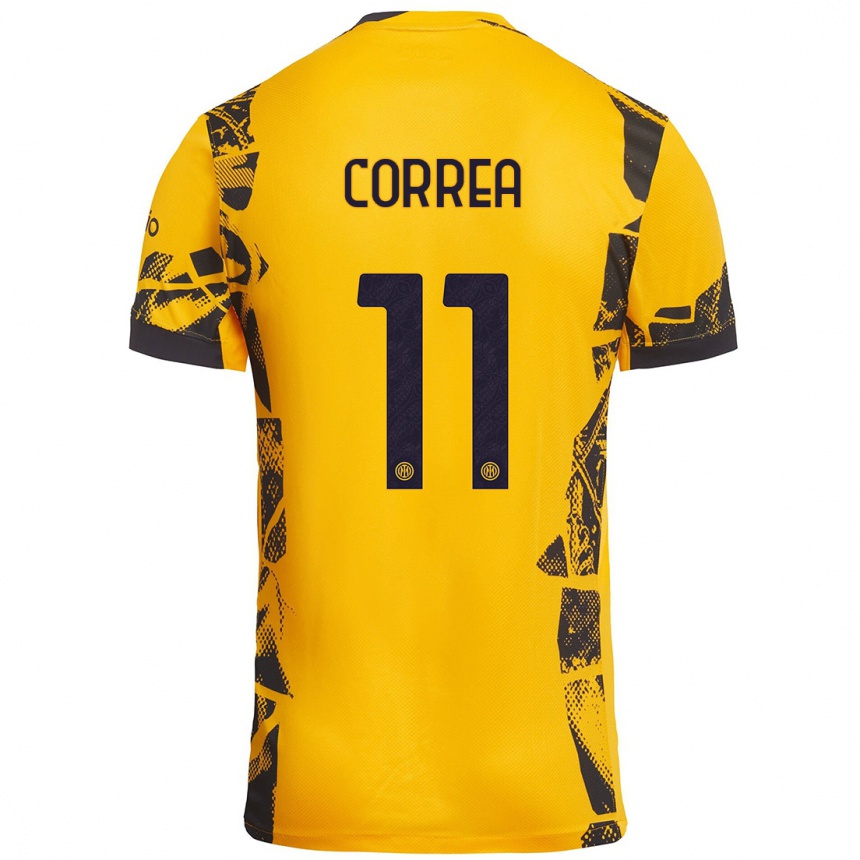 Niño Fútbol Camiseta Joaquín Correa #11 Dorado Negro Equipación Tercera 2024/25 Perú